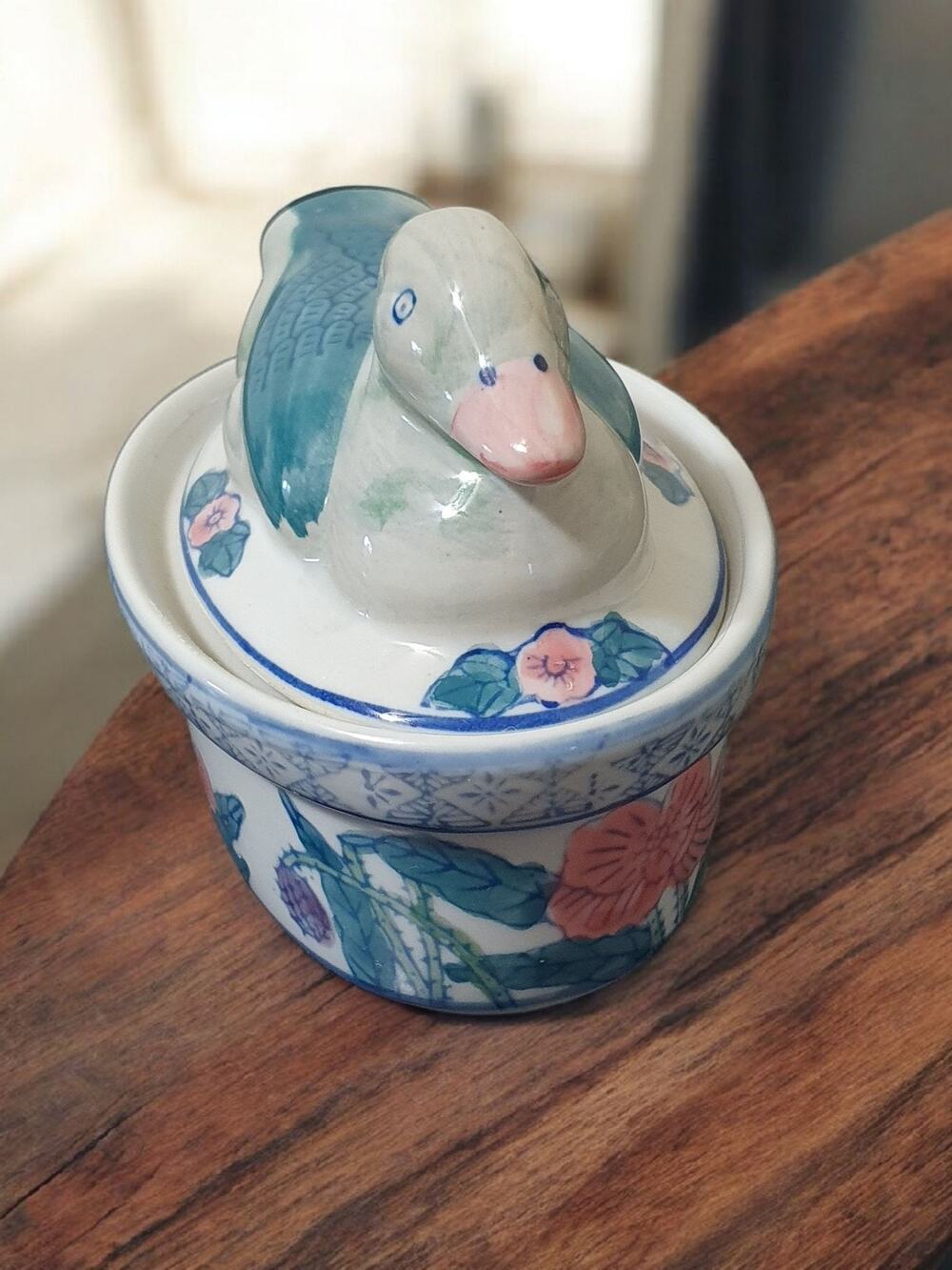 Vintage Duck Trinket Box/Dish with Lid Oval Ben Rickert Ceramic 6” x 4” x 5”